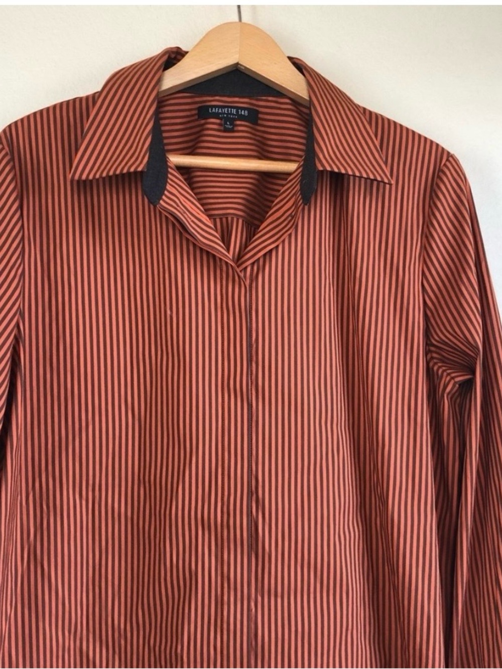 Lafayette 148 New York Striped Button Down Blouse